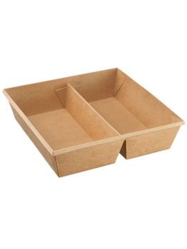 Контейнер бумажный OneClick 1200мл крафт 2секционный (20шт/уп)(180шт/кор)