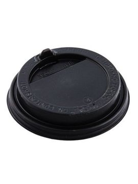 Крышка пластиковая с питейником для стакана бумажного д80 черная К (100шт/уп)(2000шт/кор)
