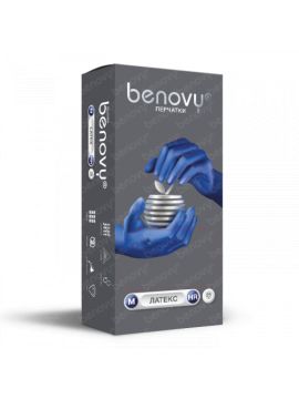 Перчатки латексные HR М Benovy (25пар/уп)(10уп/кор)