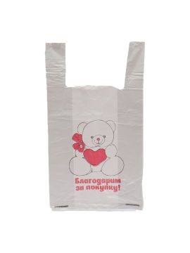 Пакет «Майка» белый Медведь 28*16*50 10мкм (100шт/уп)(2000шт/кор)