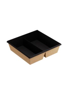 Контейнер бумажный OneClick 1200мл черный 2секционный (20шт/уп)(180шт/кор)