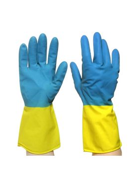 Перчатки хозяйственные L прочные Bicolor/Komfi (144пар/кор)