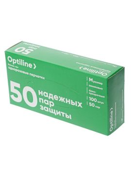 Перчатки виниловые неопудренные М Optiline (100шт/уп)(10уп/кор)