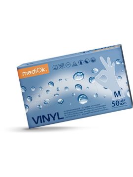 Перчатки виниловые неопудренные M Медиок (100шт/уп)(10уп/кор)