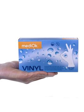 Перчатки виниловые неопудренные S Медиок (100шт/уп)(10уп/кор)