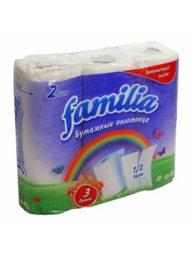 Полотенца бумажные в рулоне 2сл Фамилия (2рул/уп)(14уп/кор)