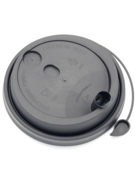 Крышка пластиковая с клапаном для стакана бумажного д90 черная матовая СП (50шт/уп)(1000шт/кор)